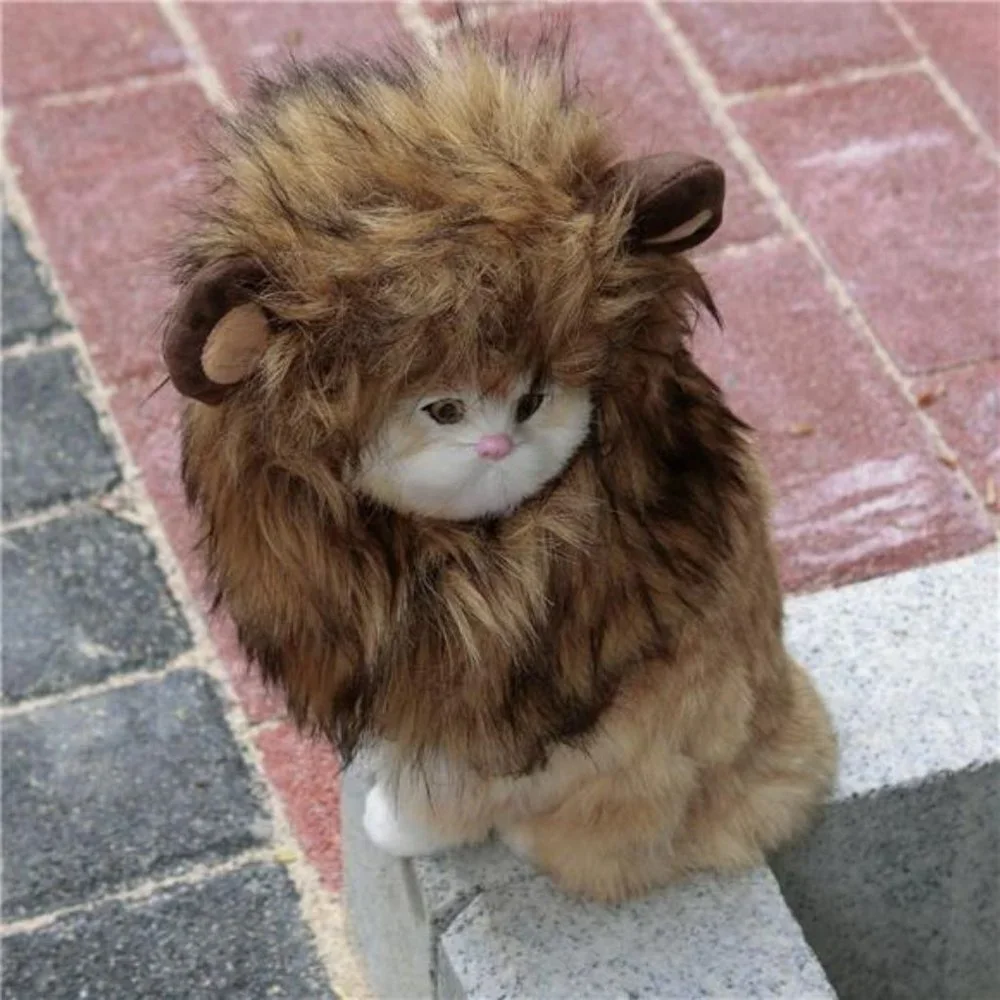 Lion Mane Wig for Cats | Furry Pet Clothing Accessories | Size M